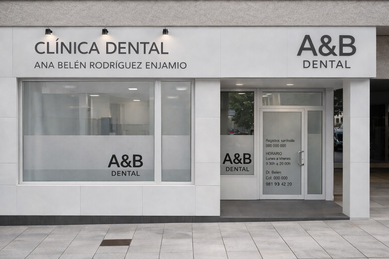 Fachada de la clínica A&B Dental en Culleredo