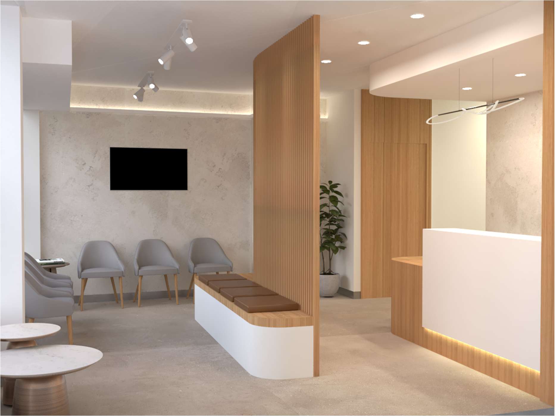 Sala de espera de la clínica, ambiente relajado
